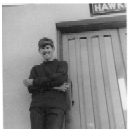 The young Dick Barrett - outside Hawker block, RAF Locking